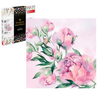 Мозаика алмазная по номерам на холсте 30*30см "Нежные пионы" с подрамником