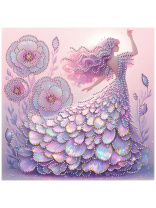 Мозаика алмазная по номерам на холсте 30*30см "Фея в нежном платье" (частичное заполнение)