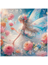 Мозаика алмазная по номерам на холсте 30*30см "Фея в саду" (частичное заполнение)