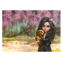 Клеенка для уроков труда "Брюнетка с собачкой" 500*700мм, ПВХ, 130 мкм