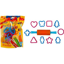 Набор инструментов для лепки 11шт.(1 скалка для раскатывания пластилина + 10 формочек)