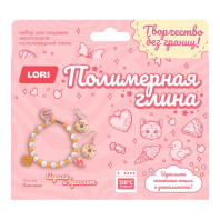 Набор из полимерной глины Серьги и браслет "Пончики"