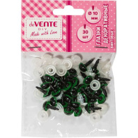 Набор "Глазки" 10мм, 30 шт, винтовые с фиксатором, зеленые