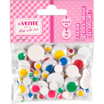 Набор "Глазки" круглые, 75 шт, самоклеющие, с подвижной вставкой, микс