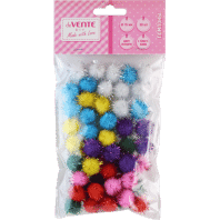 Набор "Помпоны" 15мм, 50шт., с блестками, ассорти