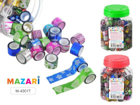 Скотч декоративный с блёстками, 12мм*1 метр, 120шт в банке, ассорти более 10 цв.