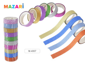 Скотч декоративный с блёстками, 15мм*3 метр, ассорти 10 цв.