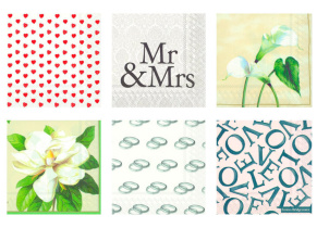 Декупажные салфетки "Свадебный сезон" 33*33см 6шт, ассорти