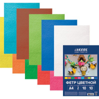 Набор цветного фетра А4 10л. 10цв. "Яркие цвета", 2мм
