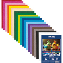 Набор цветного фетра А4 20л. 20цв., "Яркие цвета" 1мм, мягкий