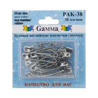 Булавки английские, метал. размер  38мм, 25шт, серебро