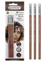 Набор карандашей угольных 3шт ACMELIAE, жженая умбра