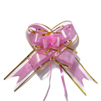 Бант подарочный затягивающийся  14см*50мм с органзой, ассорти 10шт/уп