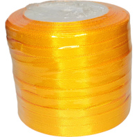 Лента упаковочная атласная  6мм, 22 м жёлтая (10шт/уп)