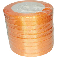 Лента упаковочная атласная  6мм, 22 м персик (10шт/уп)