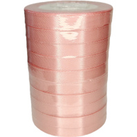 Лента упаковочная атласная 12мм, 22 м розовая (10шт/уп)