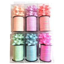 Набор лент и бантов 3 шт "Клетка" 5,8 см, 10мм*10м, ассорти, матовый