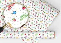 Бумага упаковочная 70*100см  "Паттерн HAPPY BIRTHDAY"