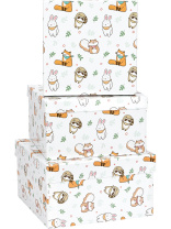 Набор подарочных коробок  3в1 "Лесные зверьки" 19,5*19,5*11см-15,5*15,5*9см