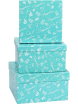 Набор подарочных коробок  3в1 "Поздравляю. Тортики" 19,5*19,5*11см-15,5*15,5*9см