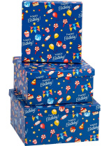 Набор подарочных коробок  3в1 "С днем рождения" 19,5*19,5*11см-15,5*15,5*9см