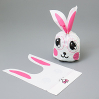 Мешок подар. ПВХ  с ушами 13*22см "Зайчик в очках" 50шт/уп