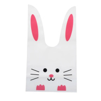 Мешок подар. ПВХ  с ушами 16*27см "Заяц" белый 50шт/уп