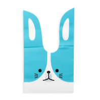 Мешок подар. ПВХ  с ушами 16*27см "Заяц" голубой 50шт/уп