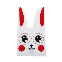 Мешок подар. ПВХ  с ушами 18*30см "Заяц в очках" красный 50шт/уп