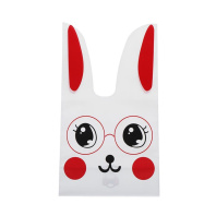 Мешок подар. ПВХ  с ушами 18*30см "Заяц в очках" красный 50шт/уп