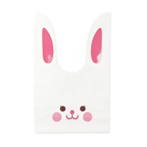 Мешок подар. ПВХ  с ушами 18*30см "Заяц" бело-розовый 50шт/уп