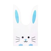 Мешок подар. ПВХ  с ушами 20*33см "Заяц" бело-голубой 50шт/уп