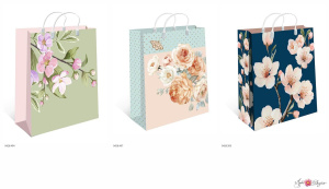 Пакет 26*24*8см "Цветы" с пласт. ручками, мягкий пластик