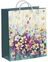 Пакет 30*30см (140мк) с пластиковой ручкой "Акварельные цветочки" мягкий пластик
