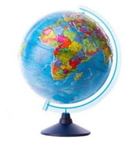 Глобус д-р 320 Политический, рельефный, классик, евро, карт.короб