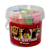 Мел цветной асфальт. 20шт. "Blocks", в ведерке