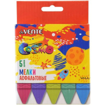Мел цветной асфальт. 5шт. "Cosmo", прямоугольный 2x2x10,8 см.
