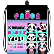 Мешок для обуви 1 отд, 410*490, карман "Эмодзи панда"