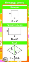 Карточка-шпаргалка 130*60мм "Запомни! Площадь фигур"