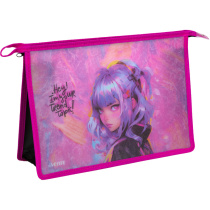 Папка д/тетрад. А4 (330*230*100) молния сверху, пластик "Hey Girl" матовая полупрозрачная