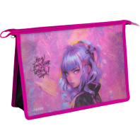 Папка д/тетрад. А4 (330*230*100) молния сверху, пластик "Hey Girl" матовая полупрозрачная