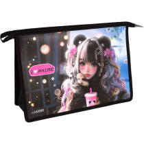 Папка д/тетрад. А4 (330*230*100) молния сверху, пластик "I Love Anime" тиснение сер.фольгой