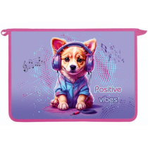 Папка д/тетрад. А4 (340*240*45) молния сверху, пластик "Disco puppy" диз. с двух сторон