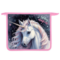 Папка д/тетрад. А5 (240*205*45) 1отд. молния сверху, пластик "Звёздный единорог" диз. с двух сторон