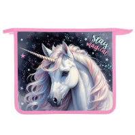 Папка д/тетрад. А5 (240*205*45) 1отд. молния сверху, пластик "Звёздный единорог" диз. с двух сторон