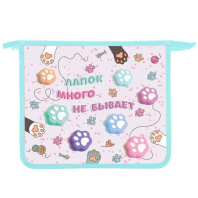 Папка д/тетрад. А5 (240*205*45) 1отд. молния сверху, пластик "Таба лапки" диз.с двух сторон