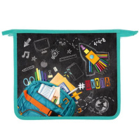 Папка д/тетрад. А5 (240*205*45) 1отд. молния сверху, пластик "Хэштег школа" диз. с двух сторон