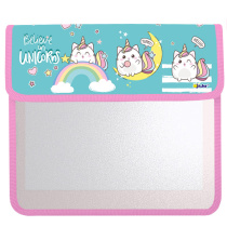 Папка д/тетрад. А5 (240*205*75) 2отд. на липучке, ламинат "Коты единорожки"
