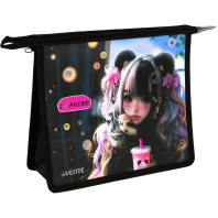 Папка д/тетрад. А5 (243x200x80) 1отд. молния сверху, пластик "I Love Anime",тиснение фольгой