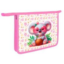 Папка д/тетрад. А5 (245*195*50) 1отд. молния сверху, ламинат "Коала с кокосом"